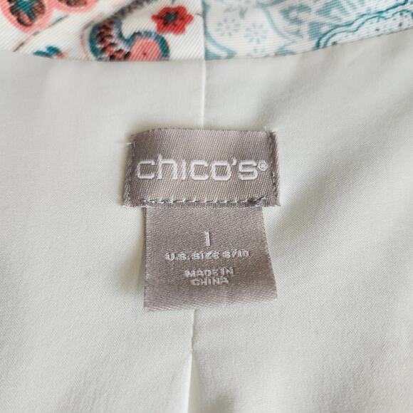 Chico's Women's Multi-Color Paisley Open Front Blazer Jacket Size 1 (Medium) - Picture 9 of 12